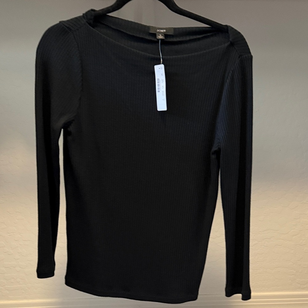 J. Crew Black Ribbed Long Sleeve Top
